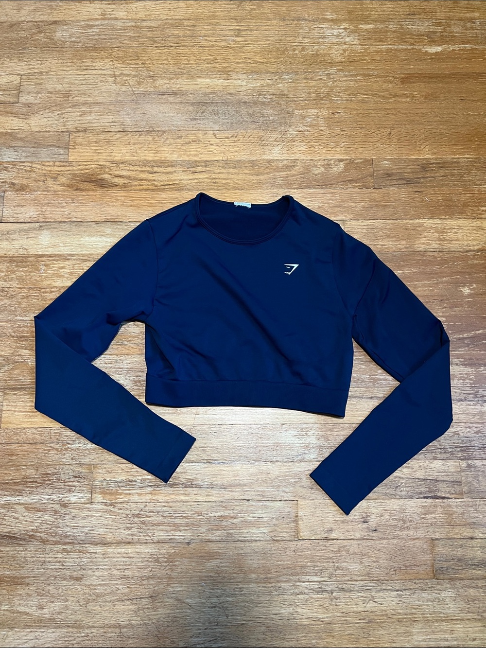 Gymshark Cropped Long Sleeve Seamless Top Navy